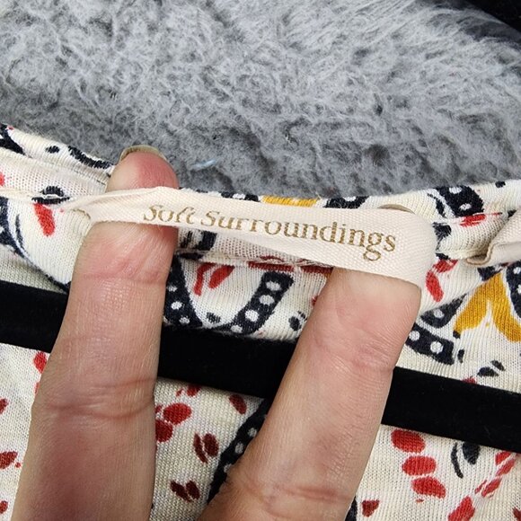 Soft Surroundings Dress Womens Large Brown Fall Print Button Side Knit Dress - Picture 3 of 11